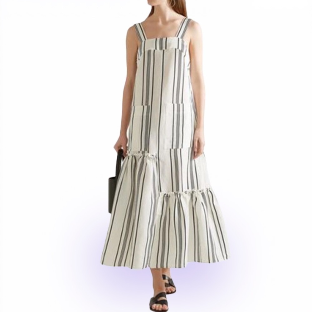 Apiece Apart Newyork lined Slub Linen Silk blend Sleeveless maxi Dress